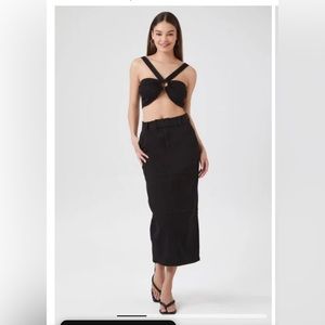 Split-Hem Pencil Midi Skirt